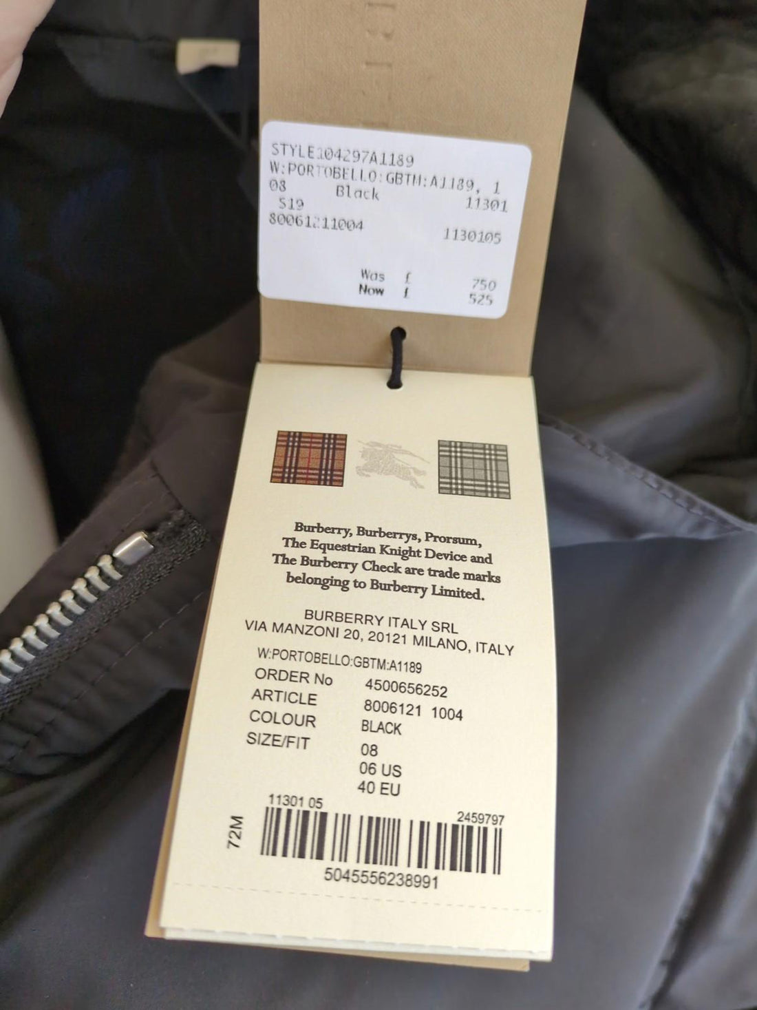Burberry Jacket UK 8 USA 6 IT 40 S Black Portobello Hooded Rain Coat BNWT