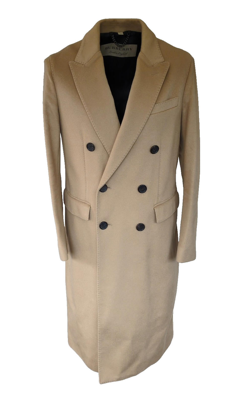 Burberry Overcoat M Medium IT 50 Virgin Wool & Cashmere Double Breasted Camel
