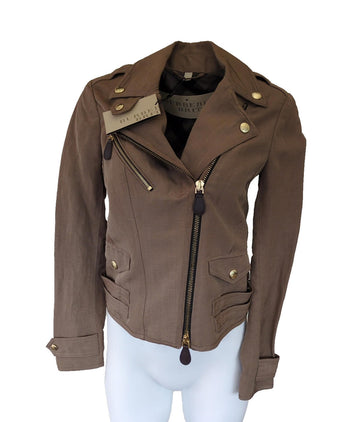 Burberry Biker Jacket Fabric UK 6 USA 4 IT 38 Lightweight NWT