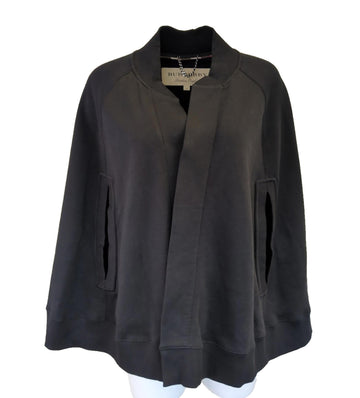 Burberry Black Cape Medium Black Cotton Sweater Embroidered Logo M