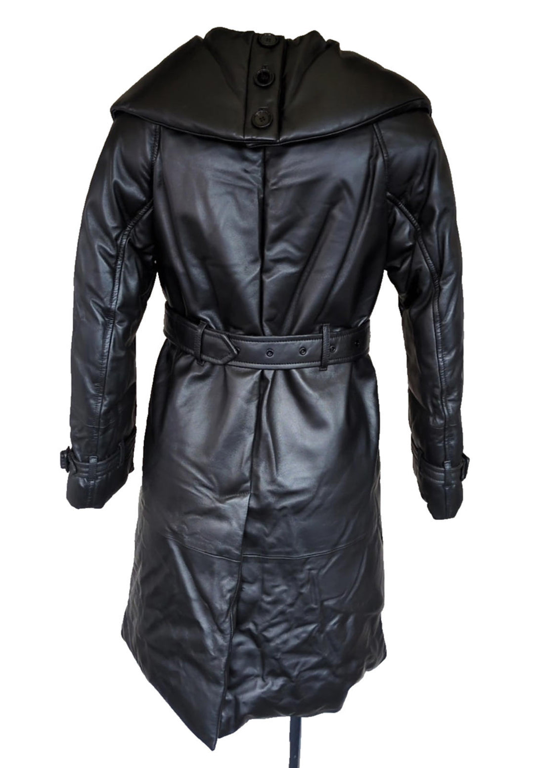 Burberry Trench Coat Leather Puffer UK 2 New NWT US 0 IT 34 XXS XS S Black