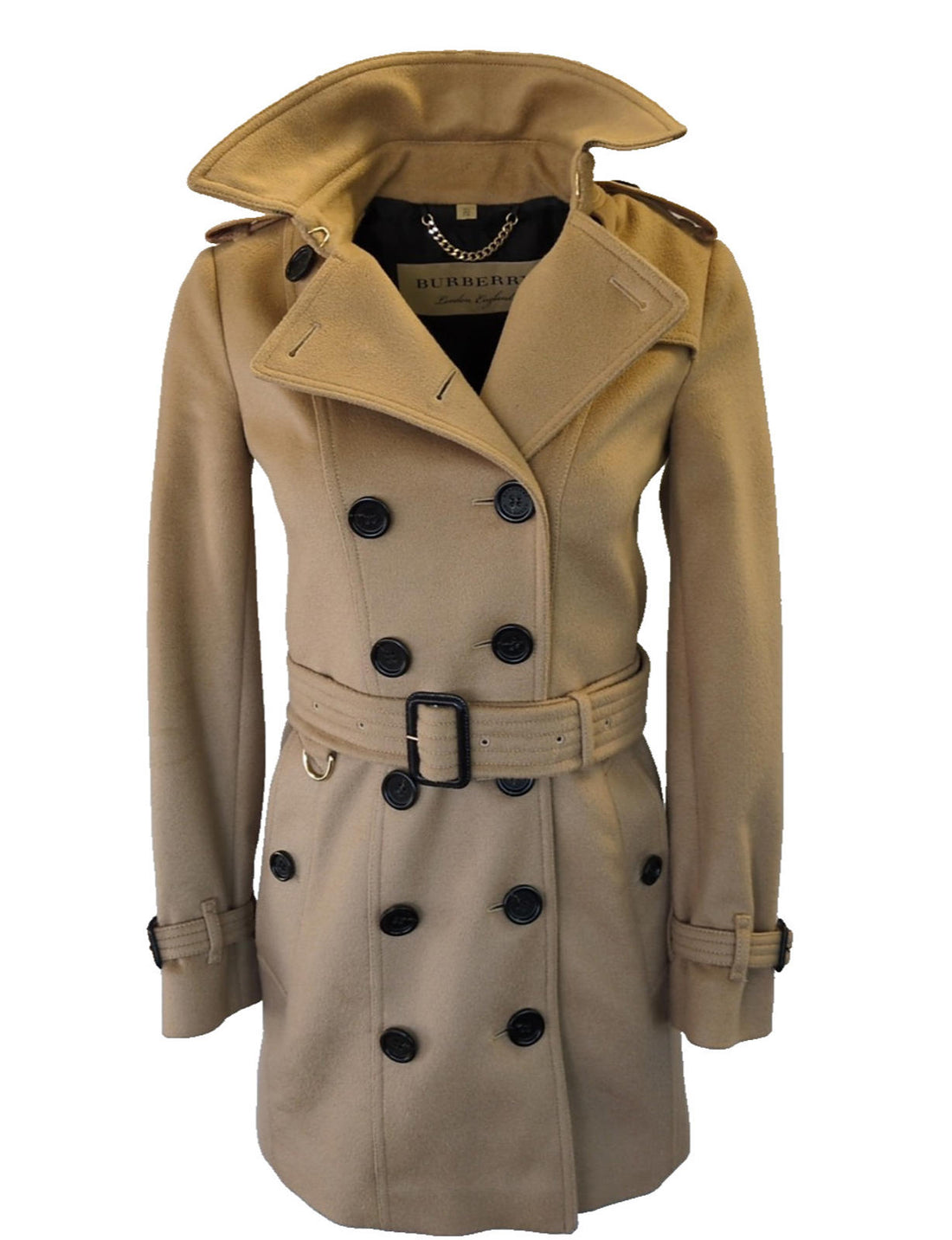 Burberry Trench Coat Sandringham UK 2 Wool & Cashmere Honey XXS XS USA 0 IT 34