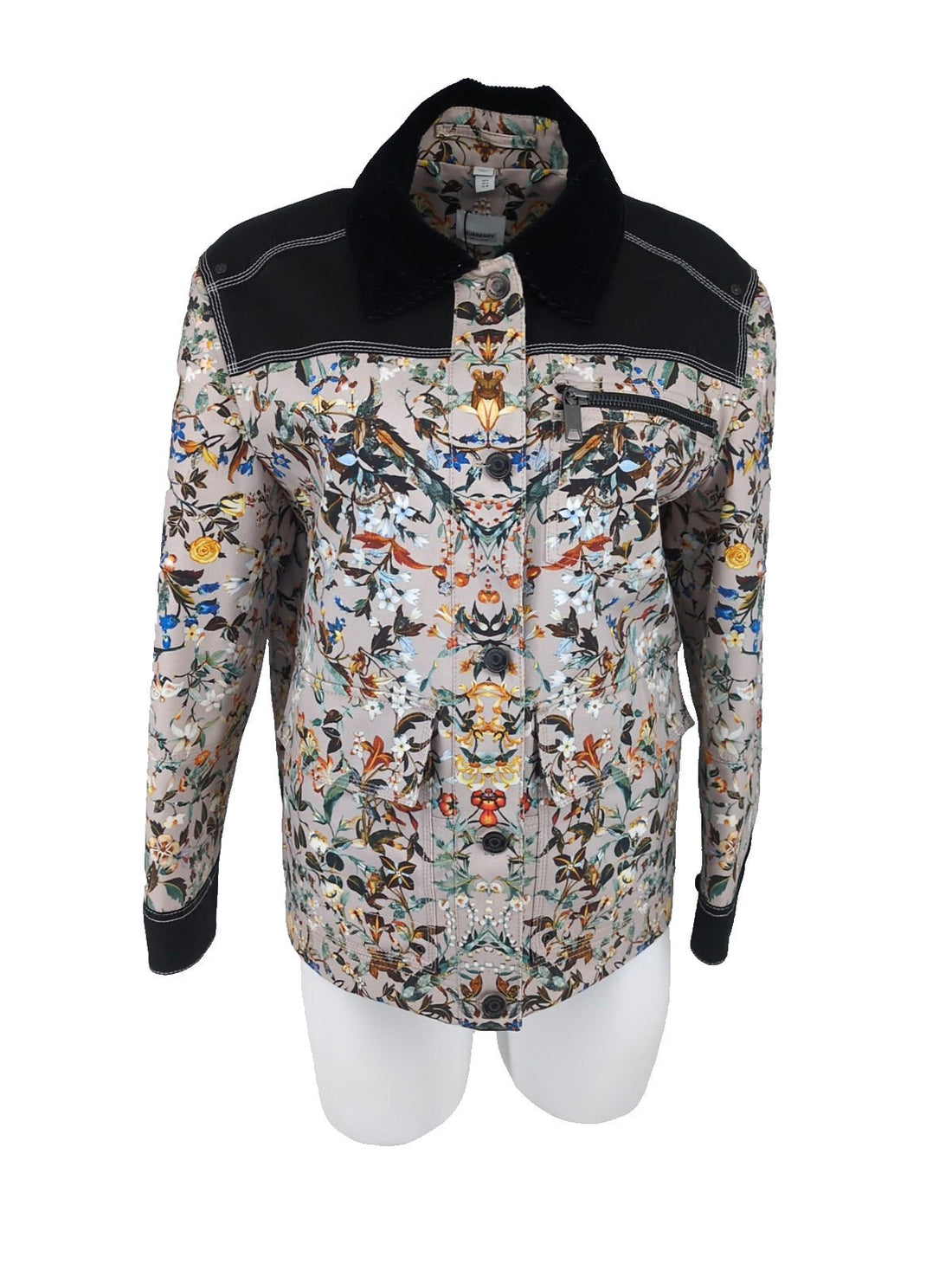 Burberry Bomber Jacket 6 UK Italian Floral Black Runway USA 4 IT 38 XS Rare