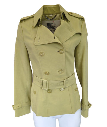Burberry Trench Coat UK 8 Yellow Rare Cotton & Silk US 6 S IT 40 Sample