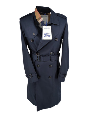 Burberry Trench Coat IT 46 XS Small Navy S25 New Nova Check Mens Cotton Brockham