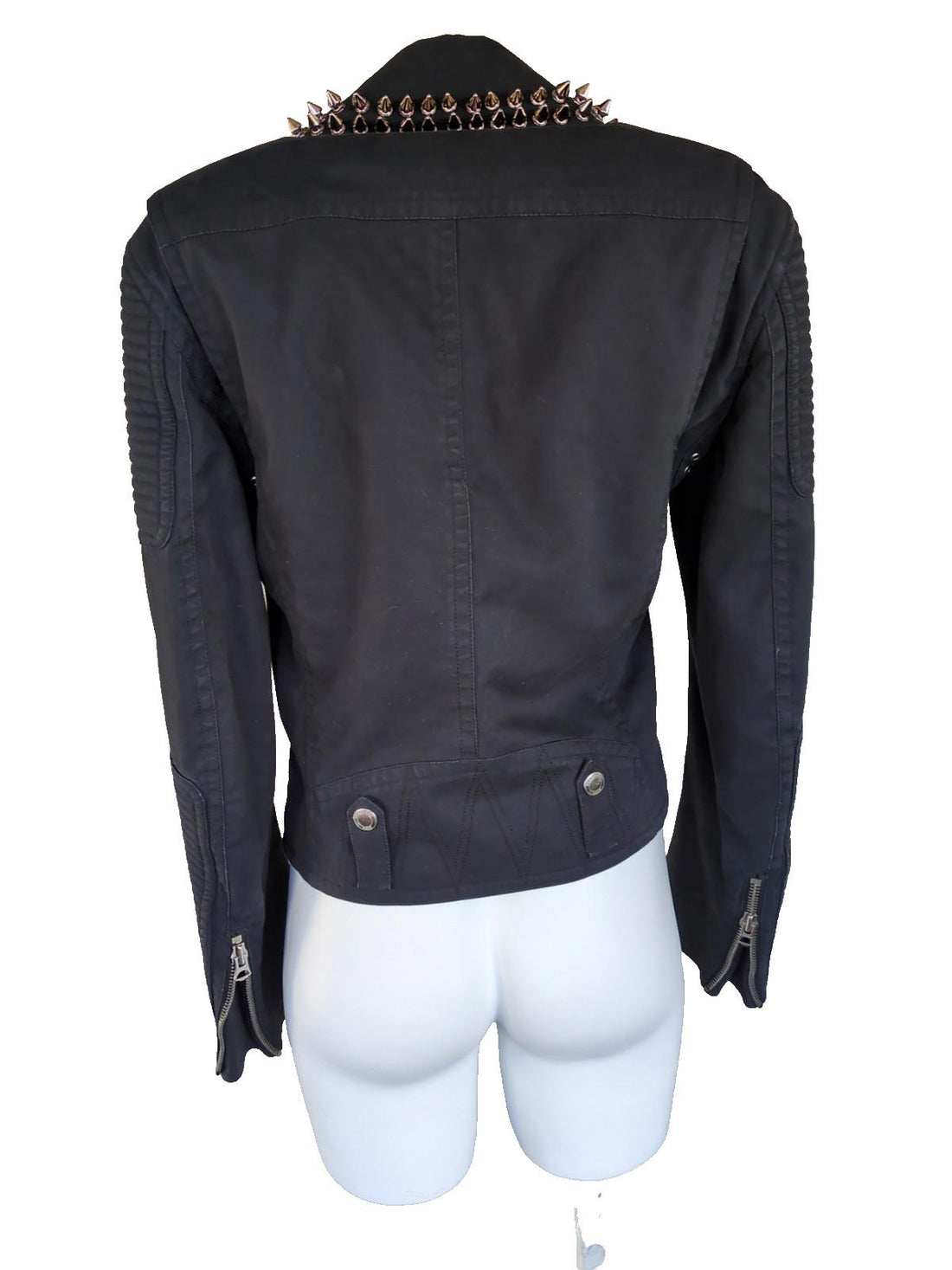Burberry Biker Jacket Black Studded Denim S Small Italy
