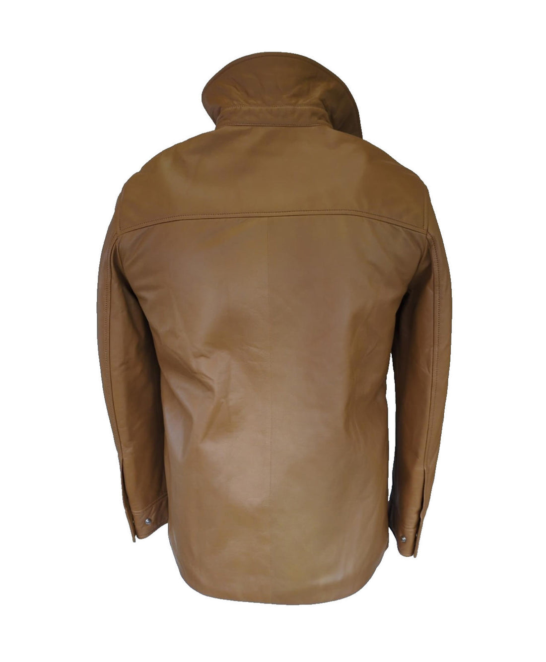 Burberry Women's Leather Jacket XS Luton Overshirt Camel Italy UK 4 6