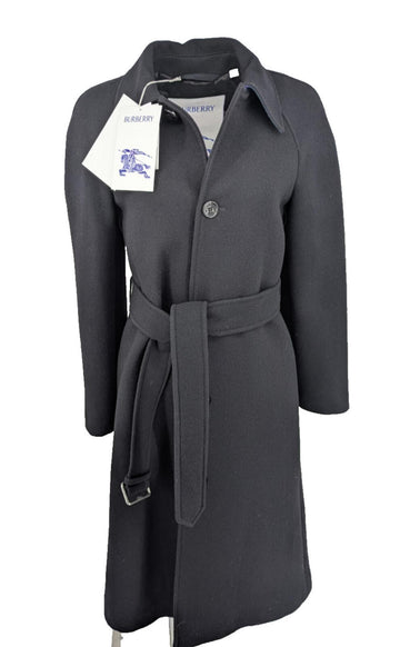 Burberry Wool Twill Car Coat  UK 4 US 2 IT 36 XS Black Overcoat