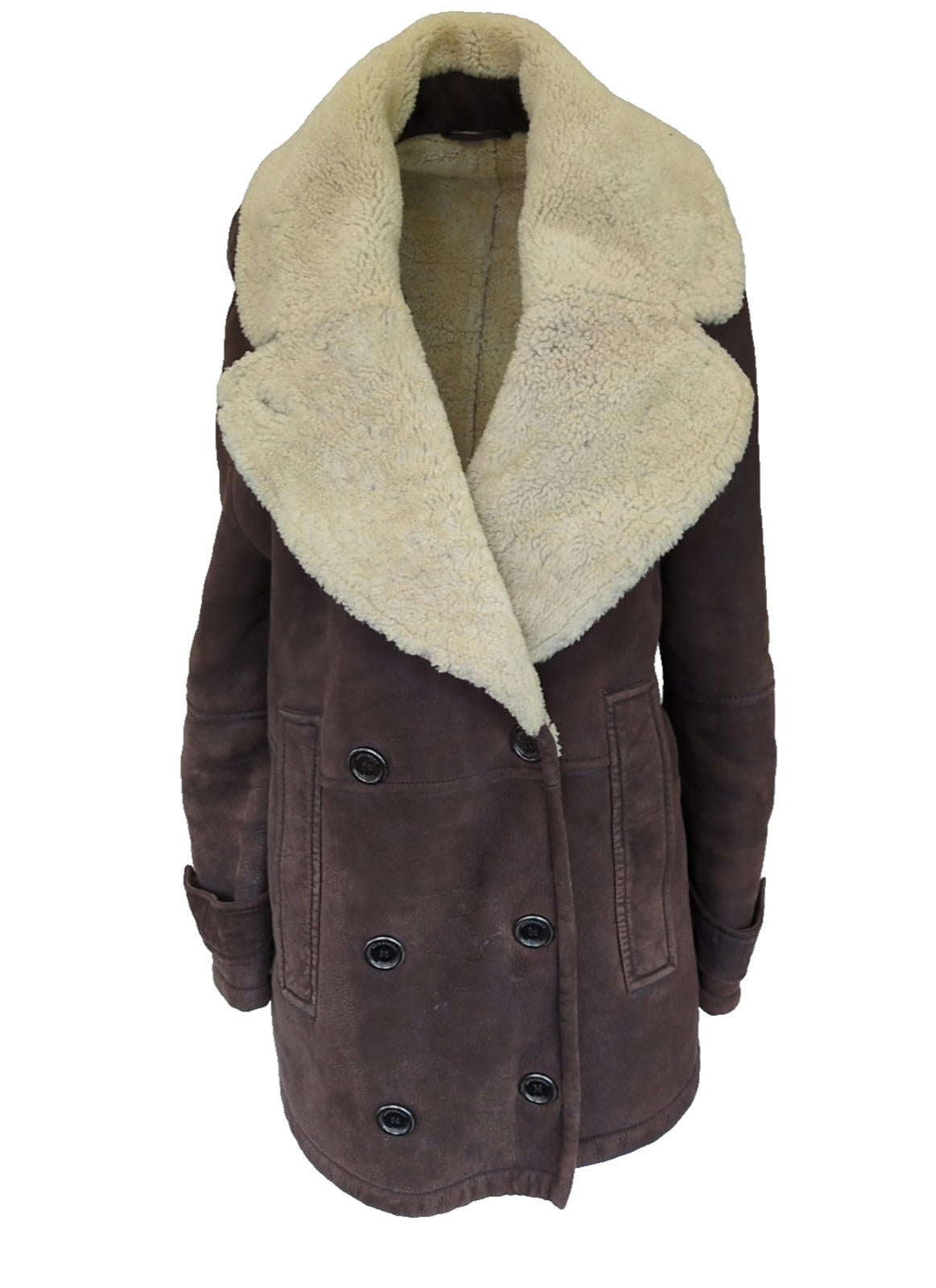 Burberry Shearling Coat UK 6 USA 4 IT 38 Suede Leather Brown Aviator