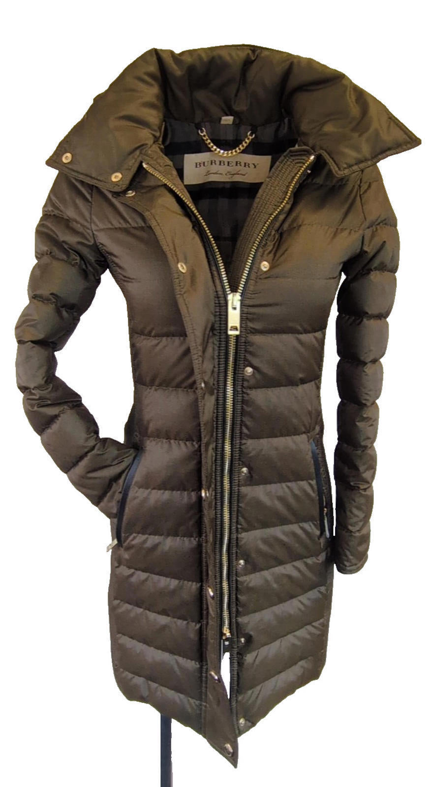 Burberry Abbeydale Puffer Jacket UK 2 USA 0 XXS Green Duck Down New Coat Hood
