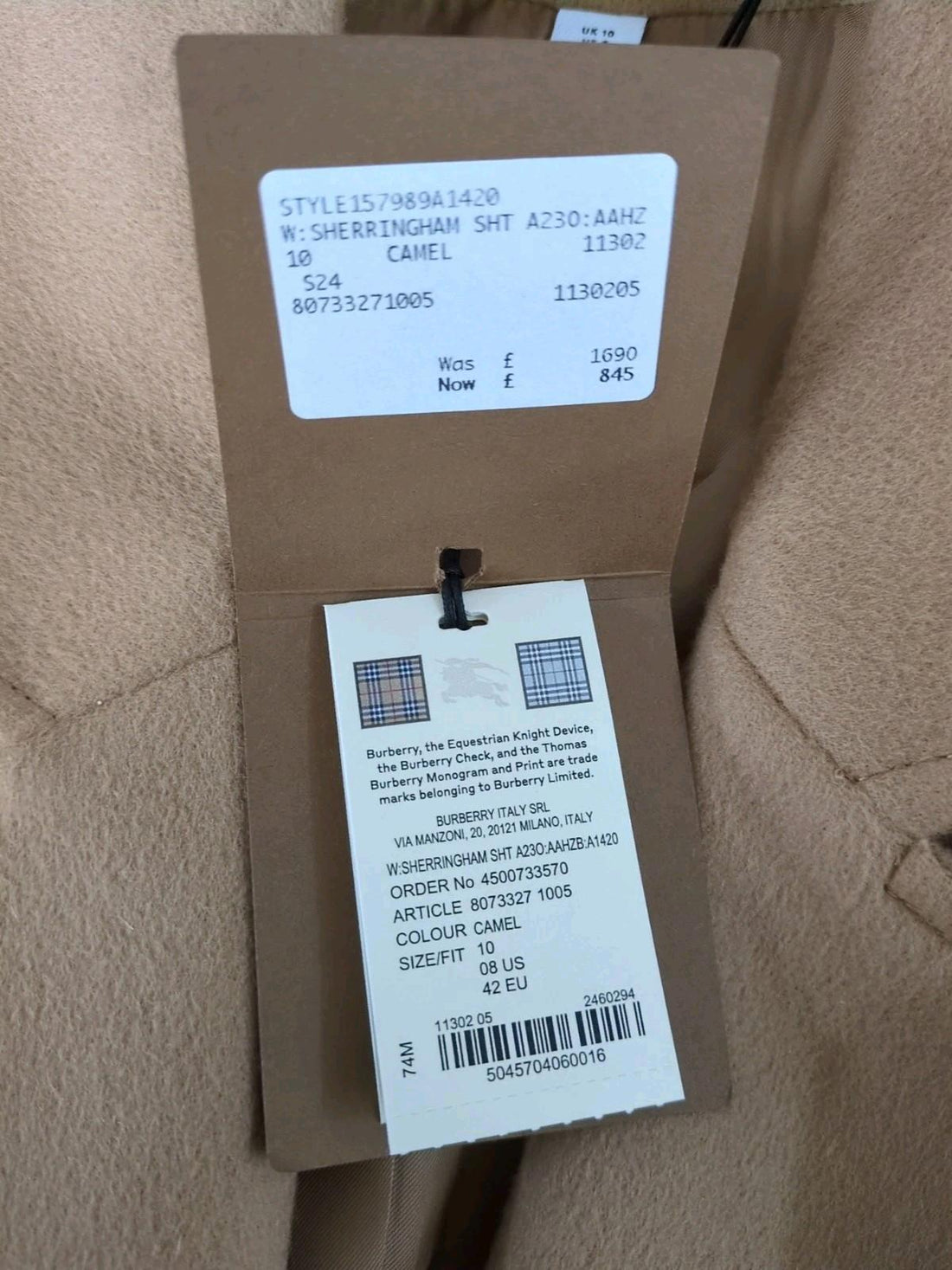 Burberry Wrap Coat UK 10 M Camel Wool & Cashmere Sherringham New Retail £1690