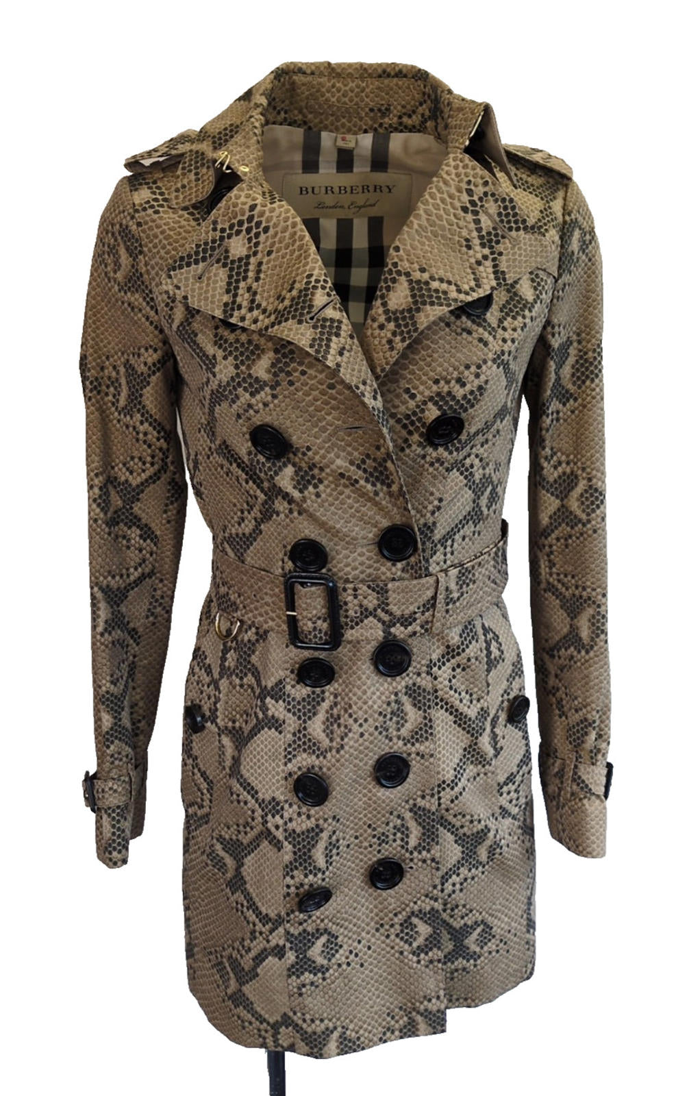 Burberry Sandringham Trench Coat UK 4 USA 2 IT 36 XS Italy Python Print  Ltd Ed