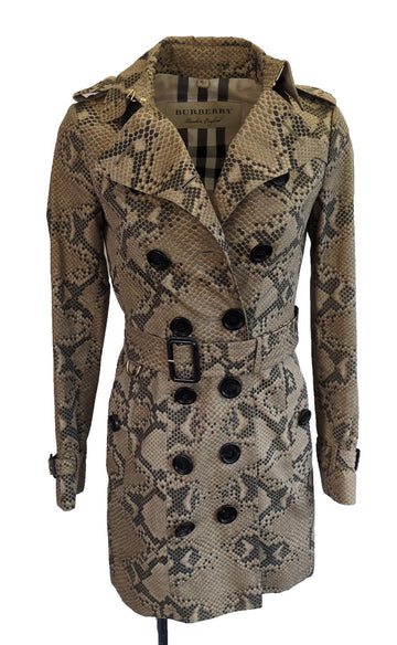 Burberry Sandringham Trench Coat UK 4 USA 2 IT 36 XS Italy Python Print  Ltd Ed