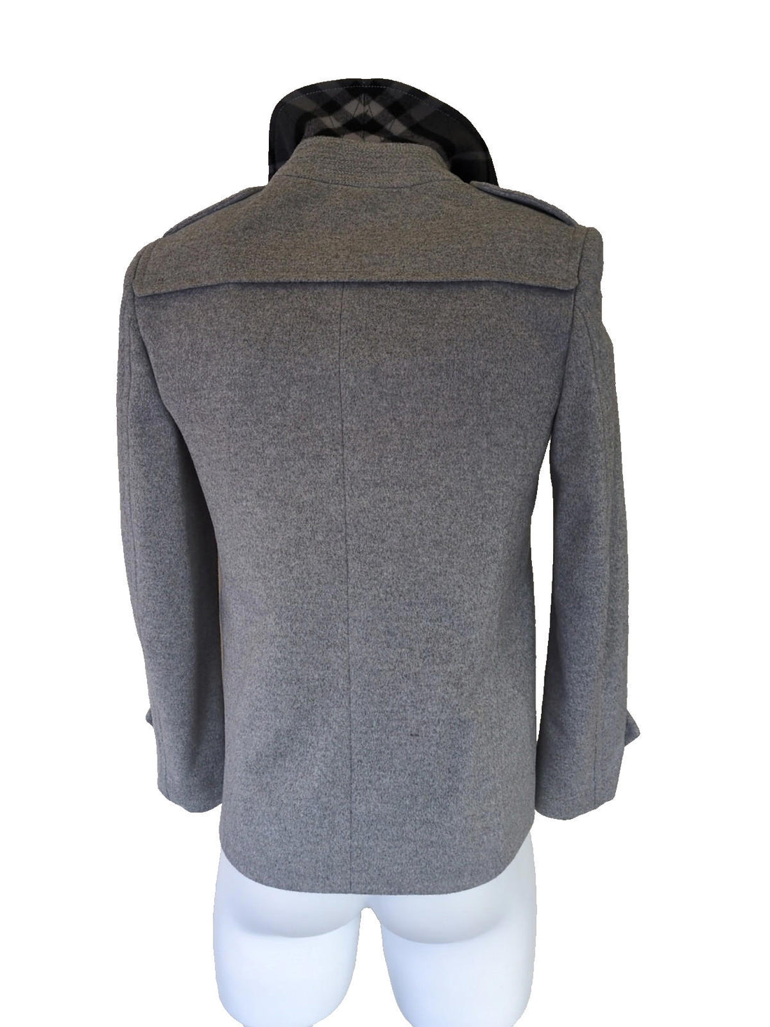 Burberry Overcoat IT 48 Grey Pea Coat UK 48" Chest Small Wool & Cashmere