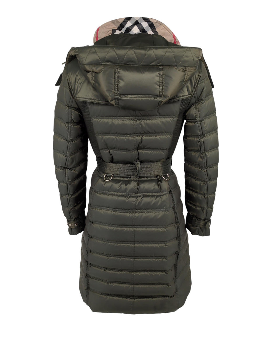 Burberry Womens Puffer Coat Jacket Medium M Olive Down