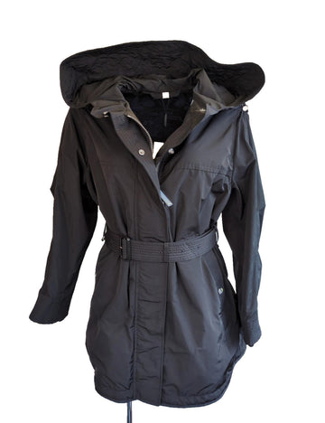 Burberry Coat New UK 8 USA 6 IT 40 S Black Portobello Hooded Rain Jacket BNWT