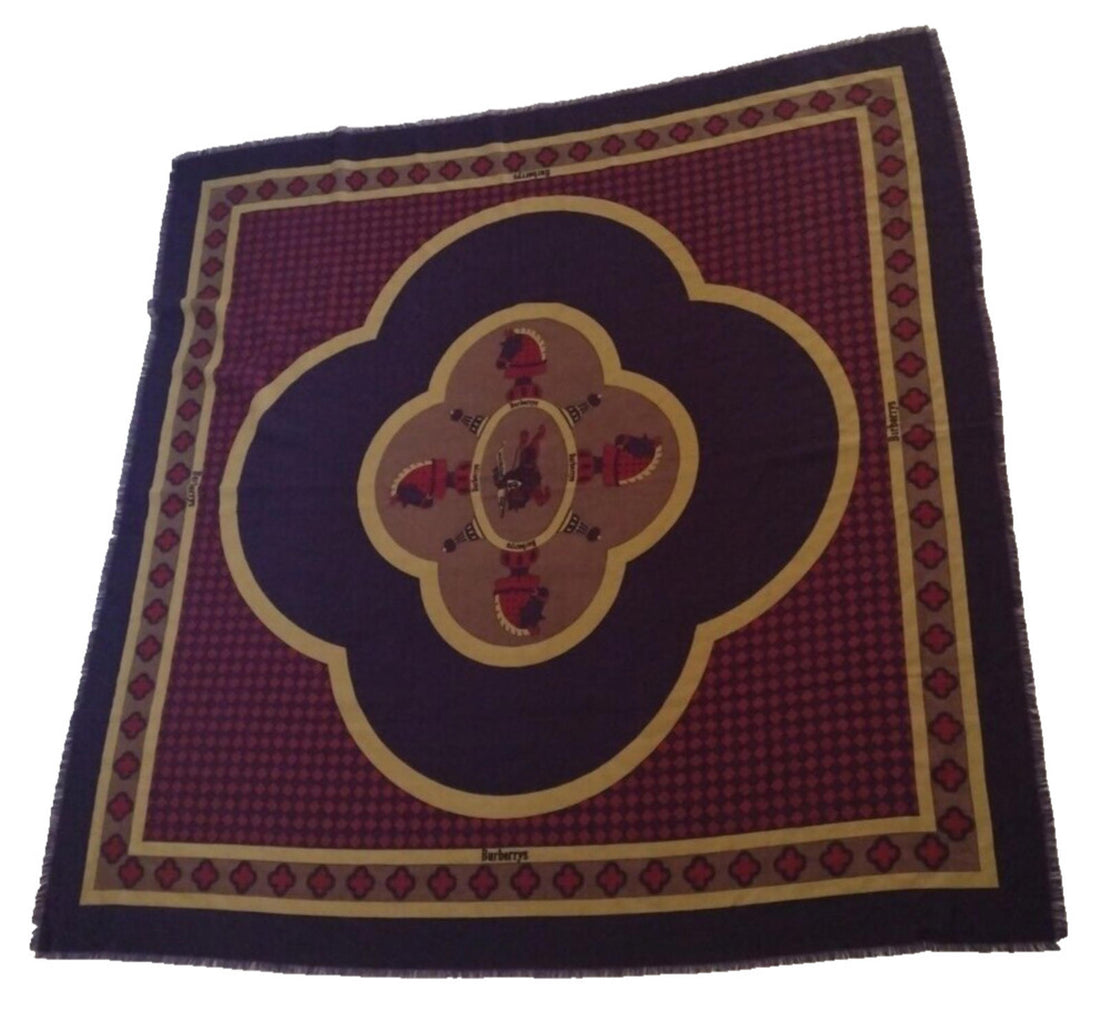 Burberry Italian 100% Wool Shawl Scarf Huge Vintage