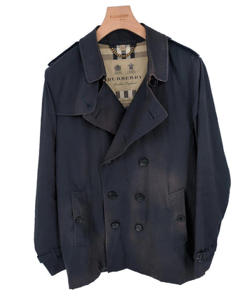 Burberry Trench Coat Kensington L IT 52 42" Chest England Navy Large Faded