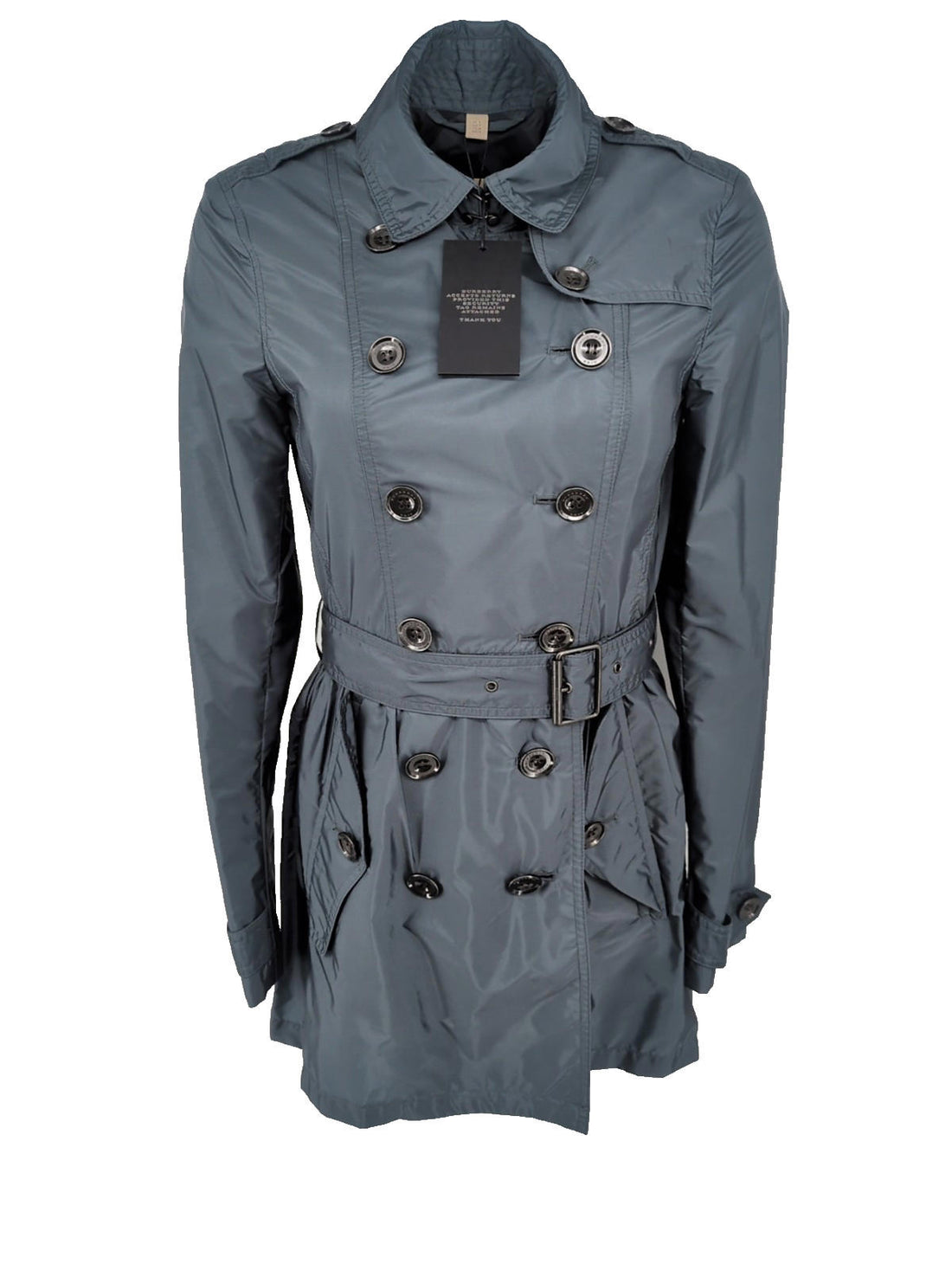 Burberry Trench Coat 6 Dorsleigh S US 4 Mid Length Rain Coat Steel Blue