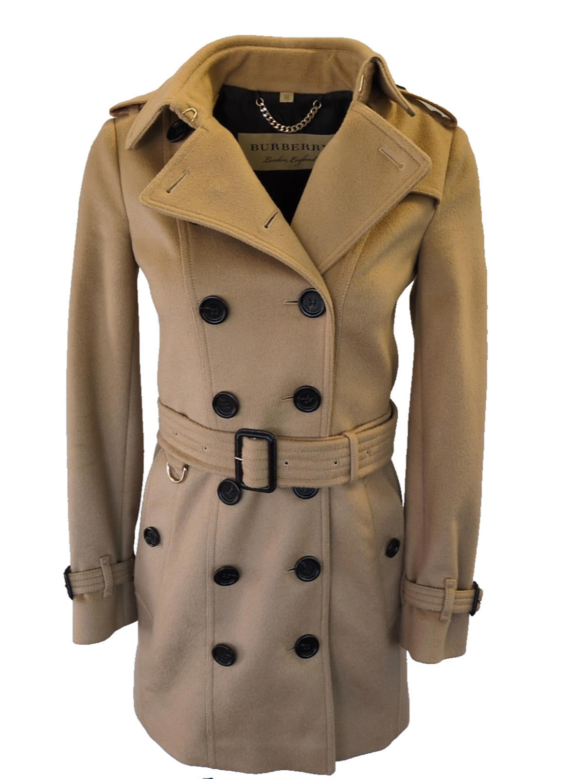 Burberry Trench Coat Sandringham UK 2 Wool & Cashmere Honey XXS XS USA 0 IT 34