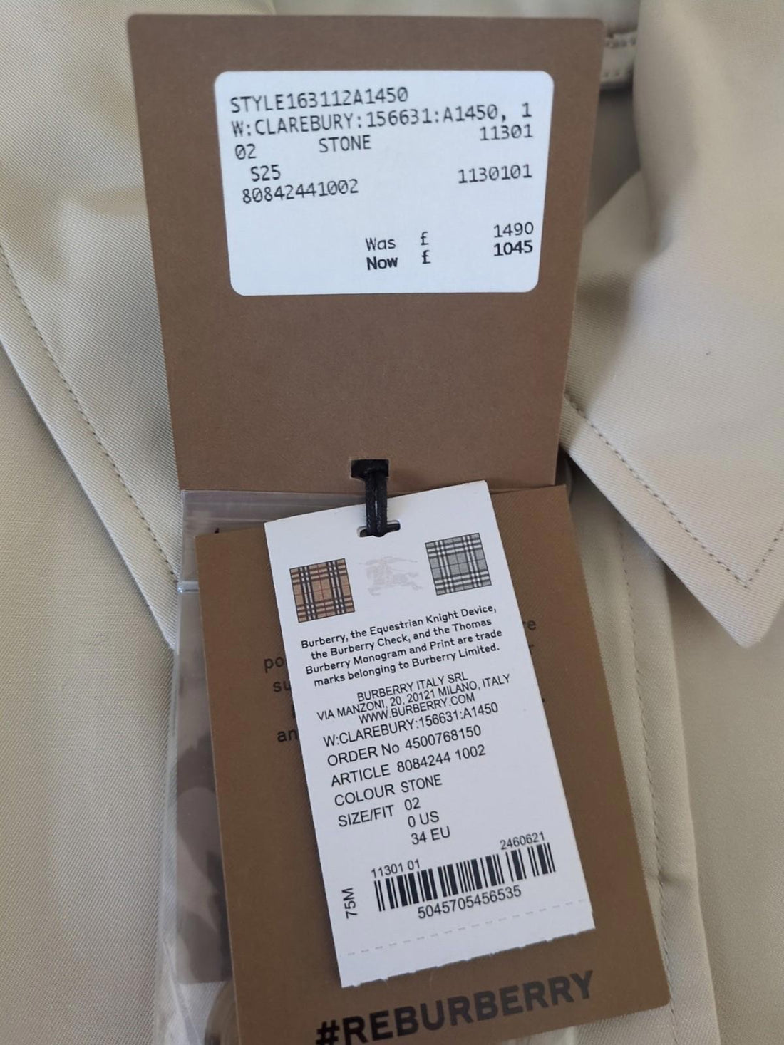 Burberry Car Coat UK 2 XXS Clarebury Stone US 0 IT 34 RRP £1490 New Trench