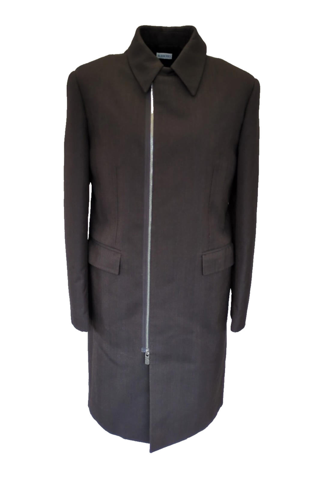 Burberry Car Coat Wool  IT 48 38" Chest Italy Runway S Zipper Brown