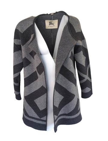 Burberry Coatigan S Small Asymetric Grey Knit Wool & Cashmere