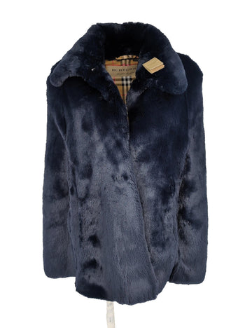 Burberry Cape Faux Fur Italy BNWT One Size XS S Small Navy Nova Check