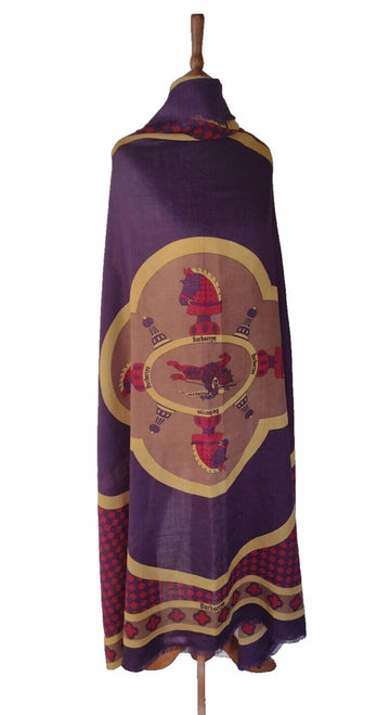Burberry Italian 100% Wool Shawl Scarf Huge Vintage