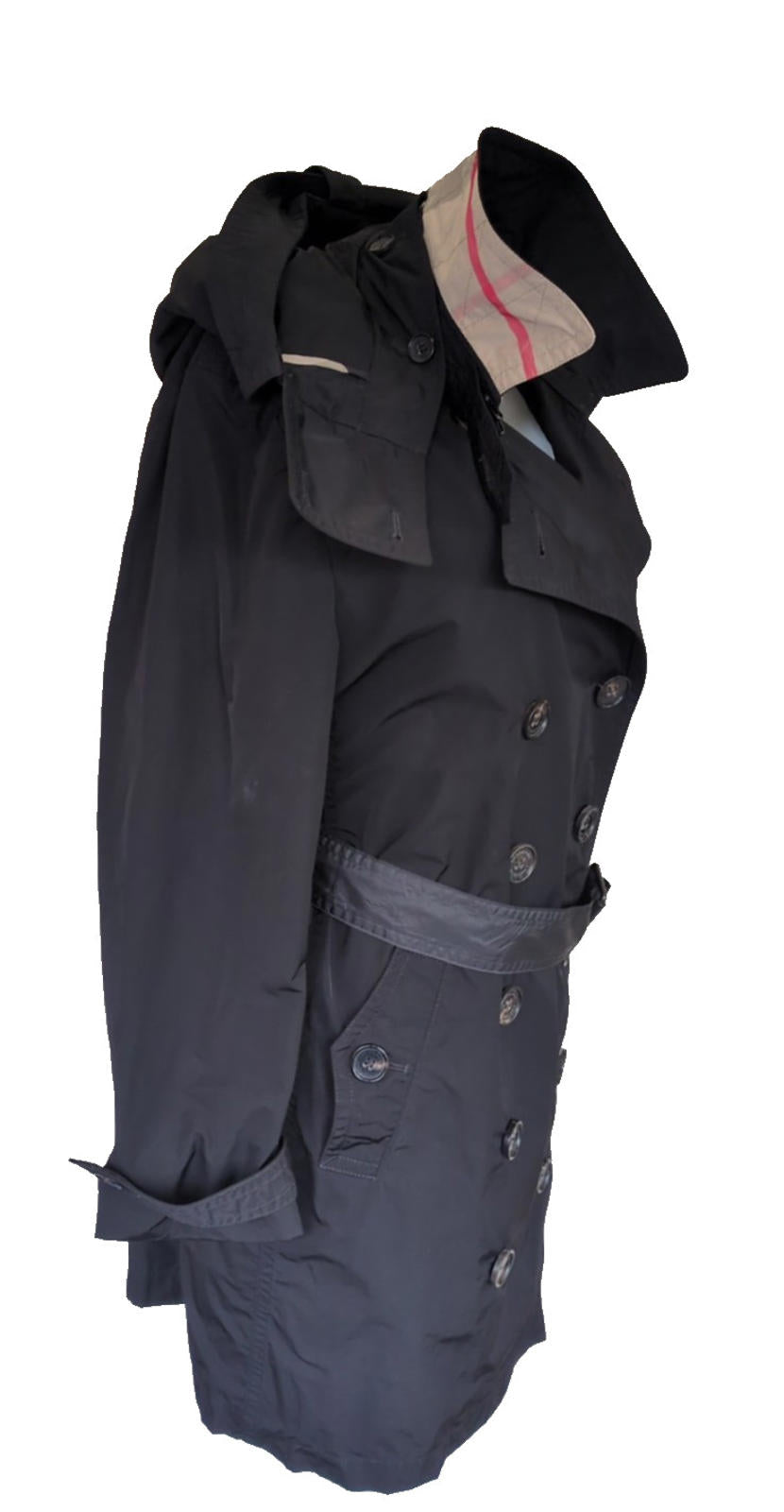 Burberry Balmoral Trench Coat UK 14 USA 12 IT 46 Black Polyester L Rain Jacket