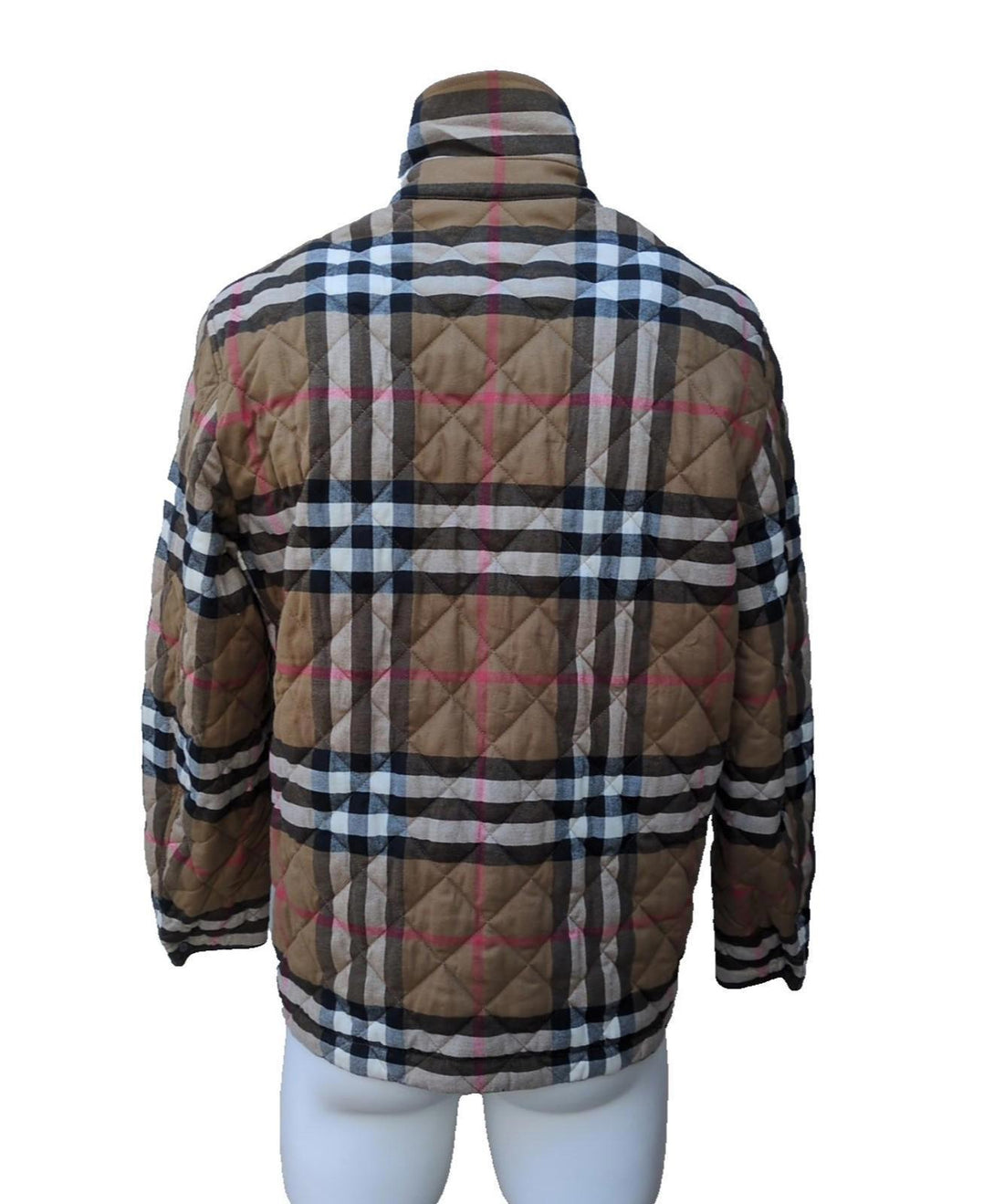 Burberry Jacket Medium M IT 50 Forres Diamond Quilted Taupe Brown Nova Check New