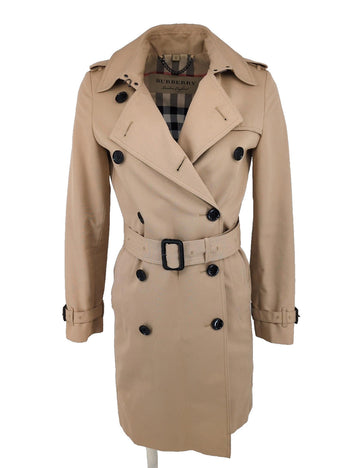 Burberry Trench Coat UK 4 Kensington Lightweight Mid US 2 XS XXS IT 36 Honey