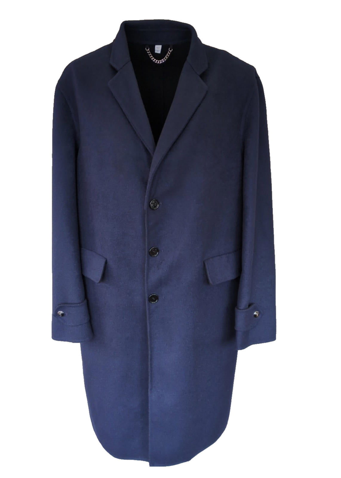 Burberry Overcoat Medium IT 50 Italy Blue Angora & Virgin Wool TB