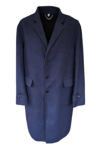 Burberry Overcoat Medium IT 50 Italy Blue Angora & Virgin Wool TB