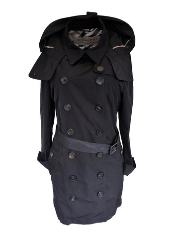 Burberry Balmoral Trench Coat UK 14 USA 12 IT 46 Black Polyester L Rain Jacket