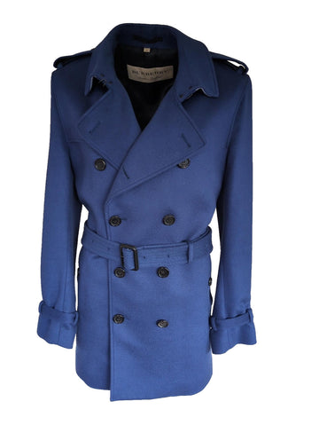 Burberry Cashmere Kensington Trench Coat IT 52 UK 42" Chest L Wool Blue Ltd Ed