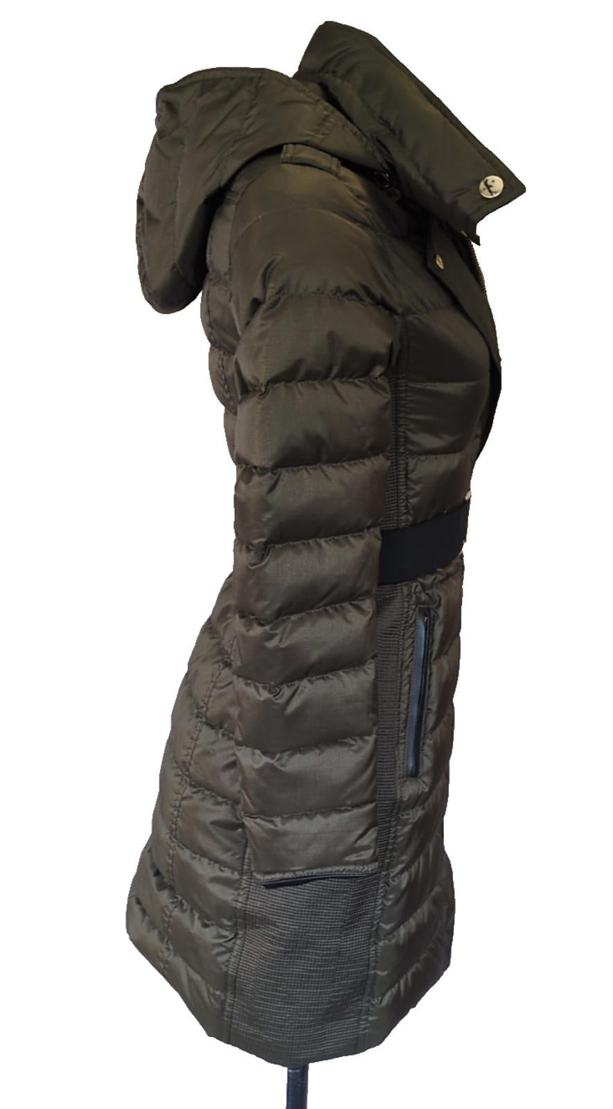 Burberry Puffer Coat Jacket Olive Green Down Hooded XXS UK 2 USA 0 Abbeydale