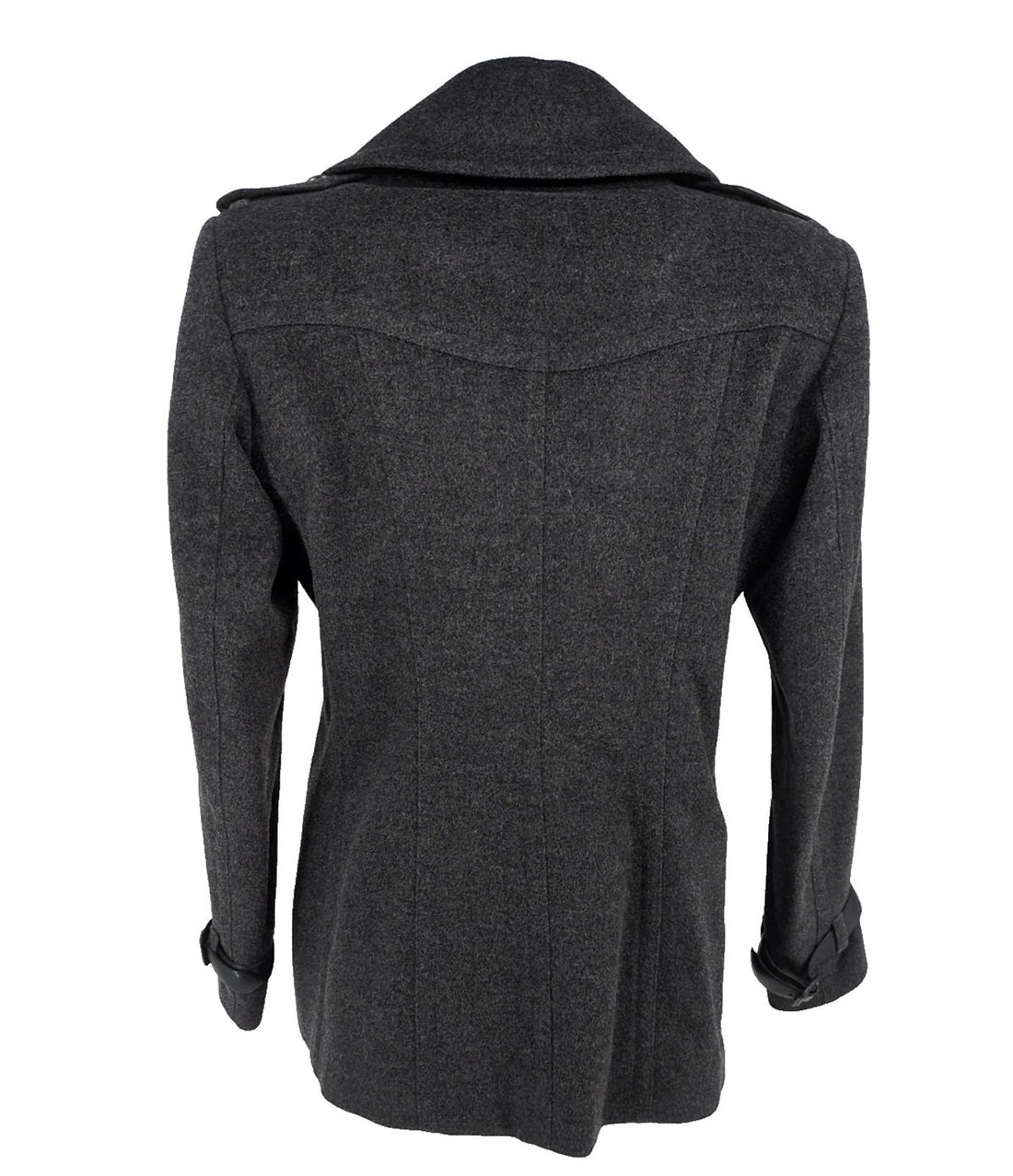 Burberry Coat UK 12 Military USA 10 IT44 Grey Wool Pea Overcoat Jacket