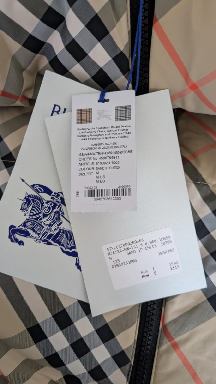 Burberry Puffer Jacket Goose Check Black Reversible M Medium 2025 New £1590