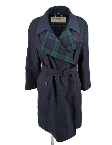 Burberry Trench Coat UK 6 USA 4 IT 38 Mid Length Midnight Navy S Tartan Oversize