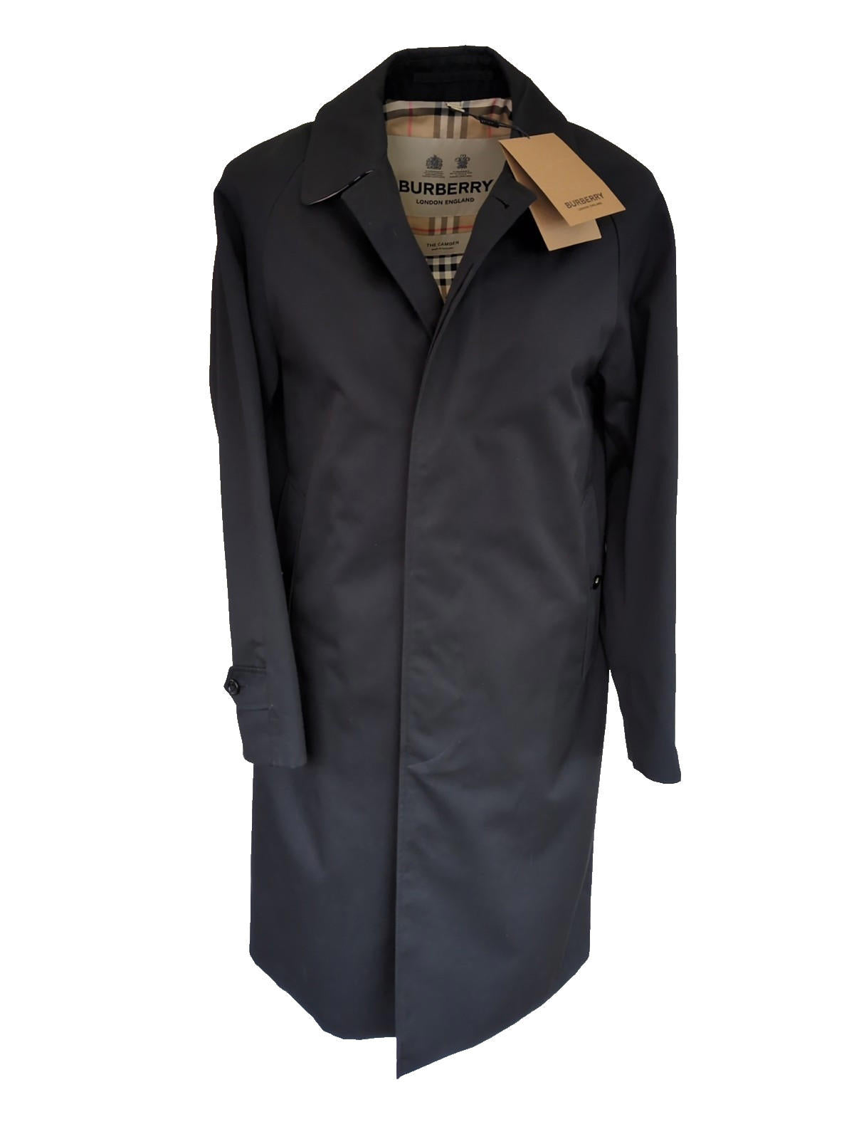 Burberry Car Coat Camden IT 46 UK 36" Chest Cotton Check Mens Black XS S BNWT