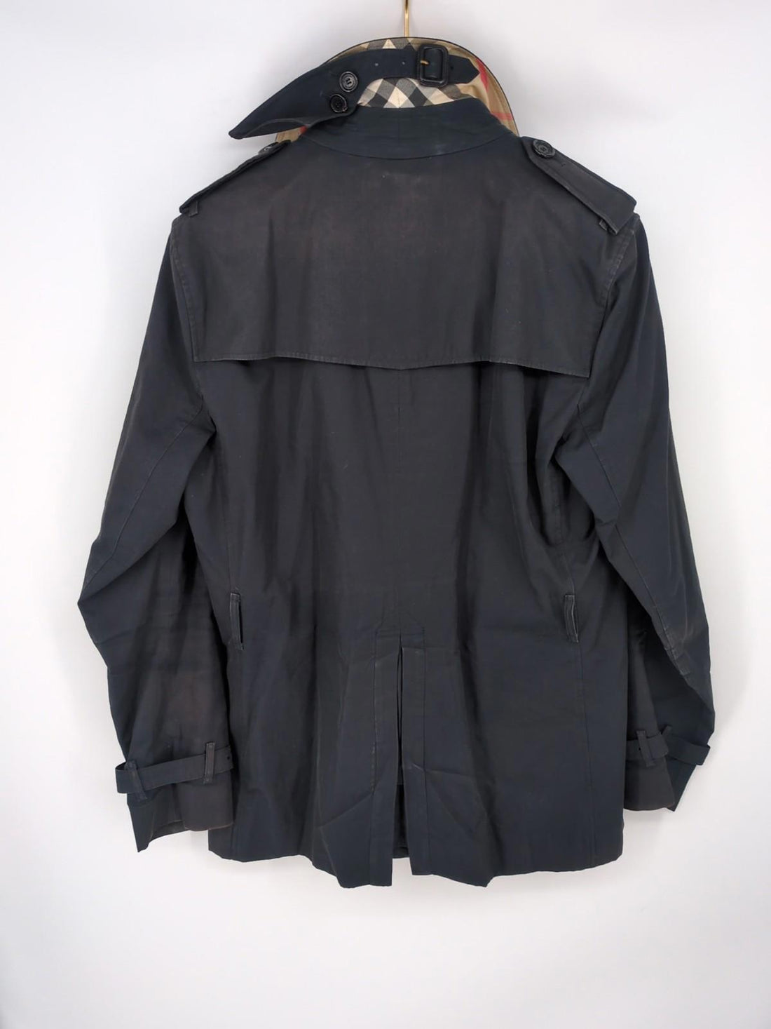 Burberry Trench Coat Kensington L IT 52 42" Chest England Navy Large Faded