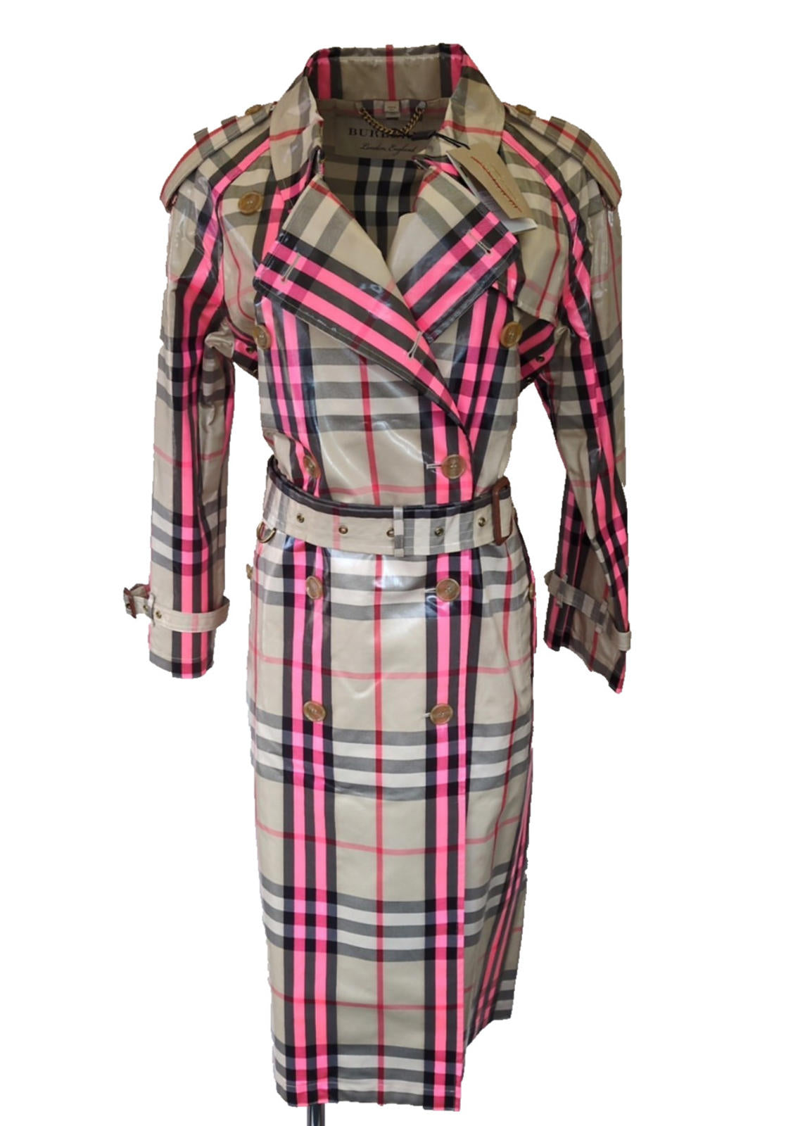Burberry Trench Coat UK 10 USA 8 IT 42 Eastheath Nova Check New Pink Waterproof