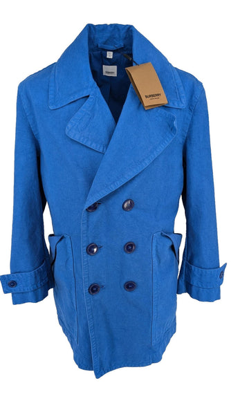 Burberry Jacket L Large IT 52 UK Runway Blue Thick Cotton Italy Trench Denim
