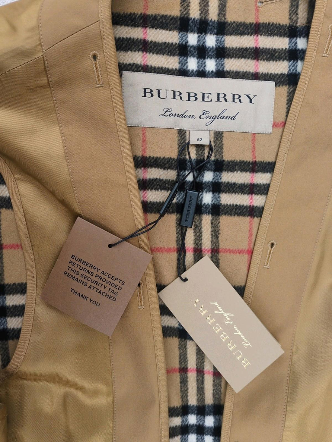 Burberry Trench Coat Lining Warmer Wool & Cashmere Kensington Chelsea Long 52 L