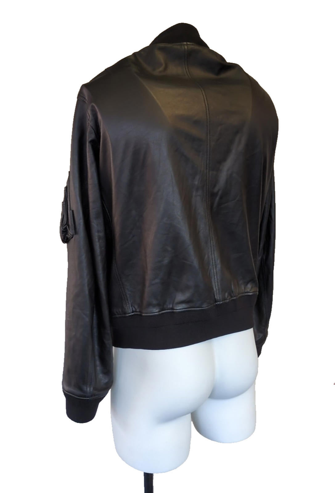 Burberry Leather Bomber Jacket IT 56 XL 46" Chest  Lenton Black