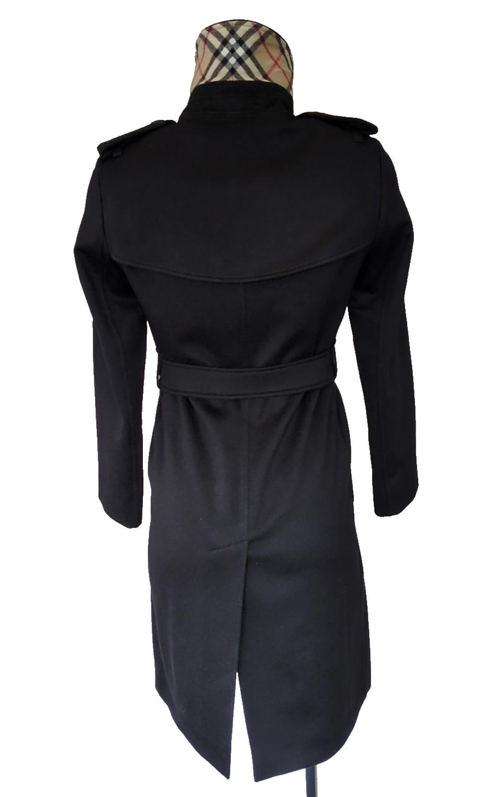 Burberry Trench Coat Kensington UK 2 USA 0 IT 34 XS XXS  Black 100% Cashmere New