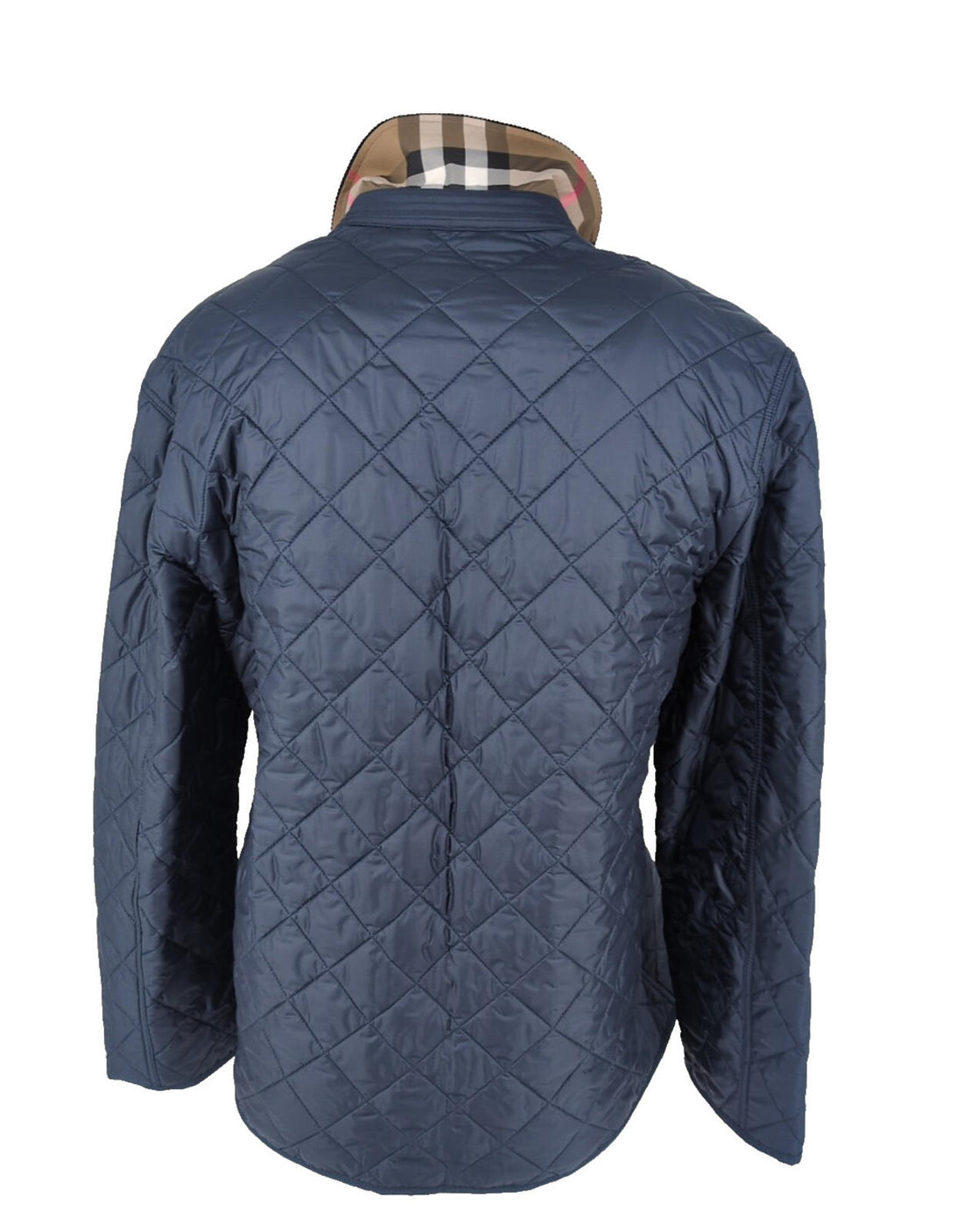 Burberry Jacket Large XL IT 54/56 Navy Diamond Quilted Willowbrook Check