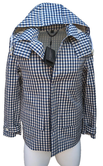 Burberry Man Rain Jacket Italy XS IT 46 UK 36" Chest Gingham Blue New Prorsum