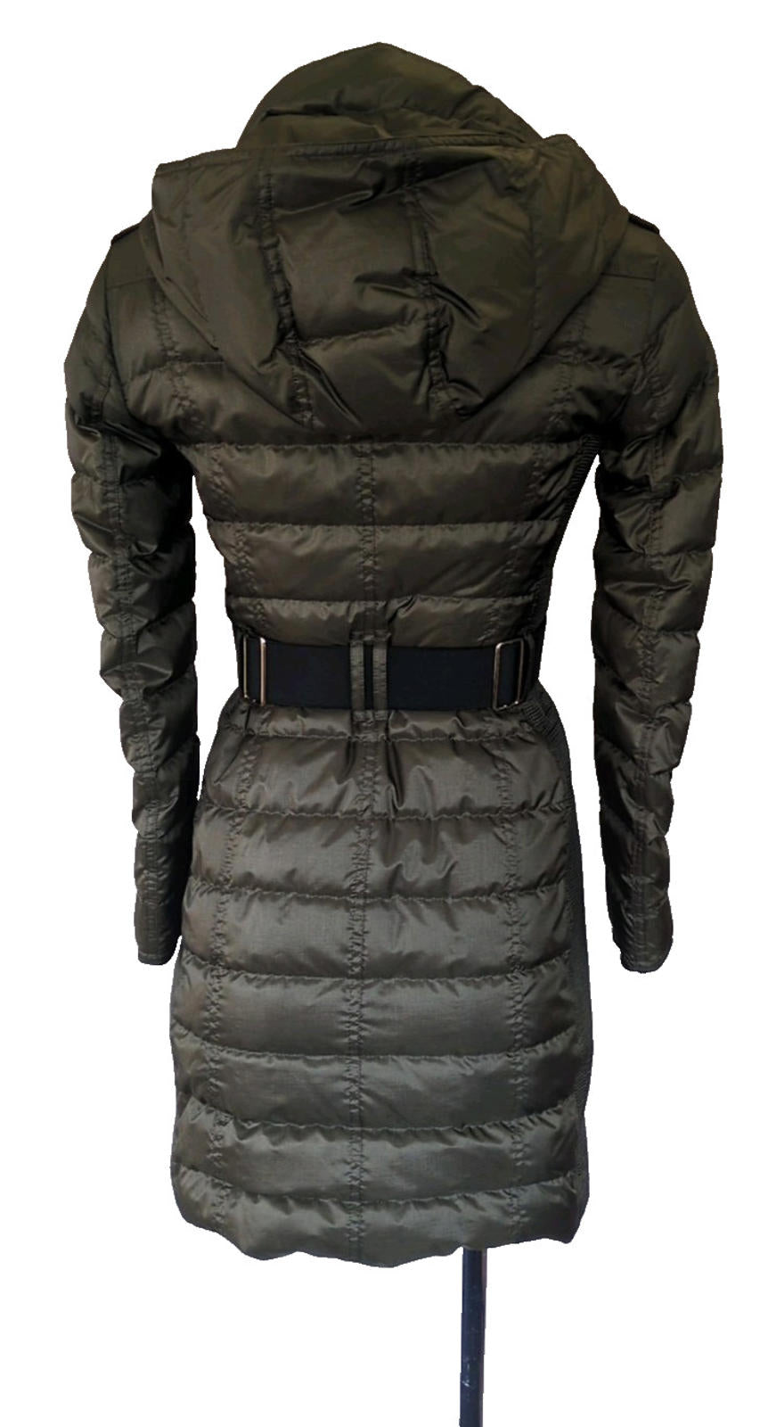 Burberry Puffer Coat XXS UK 2 USA 0 Jacket Olive Green Down Hooded Abbeydale